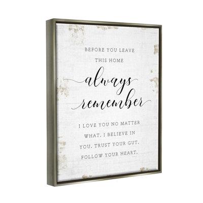 Stupell Industries Always Follow Your Heart Phrase Country Home Charm Canvas Wall Art By Jennifer Pugh Canvas in Black/White | Wayfair