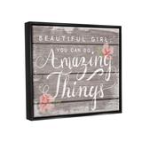 Stupell Industries Beautiful Girl Inspirational Flower Word Design Canvas Wall Art By Daphne Polselli Canvas in Brown | Wayfair fda-138_ffb_24x30