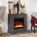 "Santos 30"" Wide Mantel Fireplace with Crystal Fireplace Insert in Charcoal Gray - Hudson & Canal MF1738"