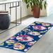 Blue/Navy 24 x 0.5 in Area Rug - Andover Mills™ Zabel Floral Navy Blue/Pink/Yellow Area Rug Polypropylene | 24 W x 0.5 D in | Wayfair