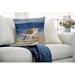 Highland Dunes Salette Running Sandpipers Indoor/Outdoor Blue/Brown/Beige Square Throw Cushion Cover Polyester/Polyfill blend | Wayfair