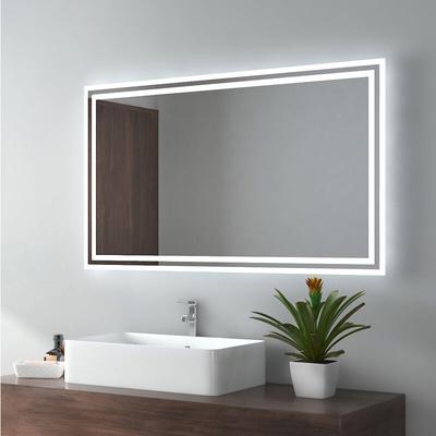 EMKE LED Badspiegel 100x60cm Badezimmerspiegel mit Warmweißes/Kaltweißes Licht Beschlagfrei und