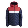 JACK & JONES PLUS Herren JJEHERO Puffer Hood PS SN Gesteppt, Navy Blazer/Detail:True RED and White Color Blocking, 5XL