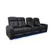 Valencia Verona Top Grain Nappa 9000 Leather Home Theater Seating Power Recliner Row of 4 Loveseat Left Black