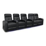 Valencia Verona Top Grain Nappa 9000 Leather Home Theater Seating Power Recliner Row of 5 Loveseat Right Black