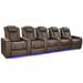 Valencia Tuscany Vegan Edition ECO-Friendly Leather Theater Seating Power Recliner Row of 5 Dark Truffle