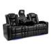 Valencia Venice Drop-Down Console Edition Top Grain Nappa 9000 Leather Home Theater Seating Power Recliner Row of 3 Black