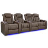 Valencia Tuscany Vegan Edition ECO-Friendly Leather Theater Seating Power Recliner Row of 4 Loveseat Right Dark Truffle