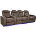 Valencia Tuscany Vegan Edition ECO-Friendly Leather Theater Seating Power Recliner Row of 4 Loveseat Center Dark Truffle