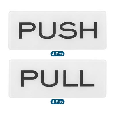 8Pcs Push Pull Door Sign Adhesive Rectangle Acrylic Sticker Marker White