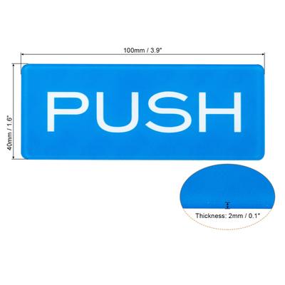 4Pcs Push Pull Door Sign Adhesive Rectangle Acrylic Sticker Marker Blue