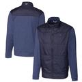 Men's Cutter & Buck Navy New York Giants Big Tall Stealth Hybrid Quilted Full-Zip Windbreaker Jacket