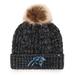 Women's '47 Black Carolina Panthers Logo Meeko Cuffed Knit Hat with Pom