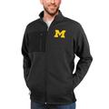 Men's Antigua Heather Black Michigan Wolverines Course Full-Zip Jacket