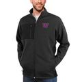 Men's Antigua Heather Black Washington Huskies Course Full-Zip Jacket