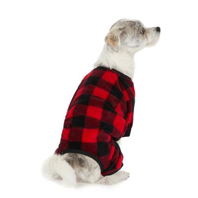 Hotel Doggy Red Plaid Pajama Onesie for Dogs, X-Small