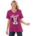 Plus Size Women's Disney Short Sleeve V-neck Tee Raspberry Minnie by Disney in Raspberry Minnie (Size M)