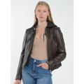 Lederjacke MAZE "Mico", Damen, Gr. M, braun (schwarz braun), Obermaterial: 100% Lammleder / Innenfutter: 100% Polyester / Kapuze: 55% Baumwolle, 45% Polyester, Jacken