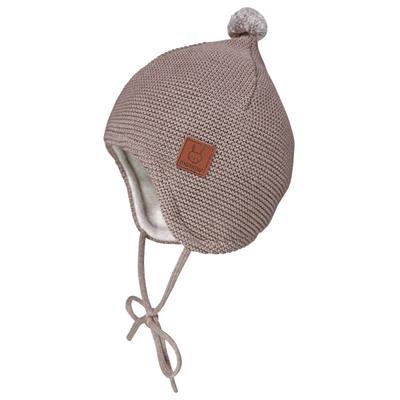 maximo - Baby-Mütze Ausgenäht mit Bommel - Mütze Gr 43 cm;45 cm braun;rot
