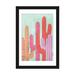 East Urban Home 'Funny Cactus' Graphic Art Print on Canvas, Cotton in Blue/Green/Pink | 24" H x 16" W x 1" D | Wayfair