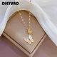 DIEYURO – collier avec pendentif papillon en acier inoxydable 316L motif huster et strass pour