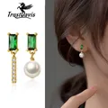 Olla Davis-Boucles d'oreilles à tige en argent regardé 925 véritable pour femme perle de synthèse