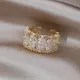 Nouveau Design coréen bijoux de mode bague de luxe en Zircon brillant fleur bague élégante femme