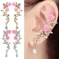 Boucles d'oreilles Vintage en forme de Rose pour femme et fille bijoux à la mode en forme de fleur