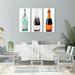 Oliver Gal Champagne Tall Trio Set, Fashion Wine Bottles Glam Black - 3 Piece on Canvas in Black/Blue | 36 H x 16 W x 1.5 D in | Wayfair