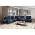 Blue Sectional - Sunset Trading Pixie 5 Piece Sofa Sectional | Modular Couch | Navy & Cream Fabric Polyester | 36 H x 42 W x 42 D in | Wayfair