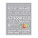 Stupell Industries Playroom Rules For Everyone by Ellen Crimi-Trent - Textual Art Canvas in Gray/White | 15 H x 10 W x 0.5 D in | Wayfair