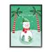 Stupell Industries Season"s Greetings Tropical Striped Palm Trees Snowman Black Framed Giclee Texturized Art By Sharon Lee in Brown | Wayfair