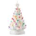 The Holiday Aisle® 15" Hand Painted Ceramic Christmas Tree, Pre-Lit Tree w/ Stars Ceramic in White | 15 H x 11 W x 11 D in | Wayfair