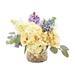 Primrue Hydrangea Floral Arrangement in Vase Silk, Glass in Yellow | 14 H x 16 W x 14 D in | Wayfair 1DD2597E5E154747B97F5E300F7CE1BD