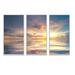 Rosecliff Heights Sunset over Sea w/ Reflection - 3 Piece Floater Frame Photograph on Canvas Canvas, Wood in White | 28 H x 36 W x 1 D in | Wayfair