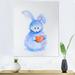 August Grove® Cute Funny Rabbit Bunny - Picture Frame Print on Canvas Metal in Blue/Orange/White | 40 H x 30 W x 1.5 D in | Wayfair