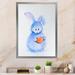 August Grove® Cute Funny Rabbit Bunny - Picture Frame Print on Canvas Metal in Blue/Orange/White | 32 H x 16 W x 1 D in | Wayfair