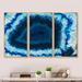 Wrought Studio™ Brazilian Thunder Egg - 3 Piece Floater Frame Painting on Canvas Canvas, Wood in Black/Blue/White | 28 H x 36 W x 31.12 D in | Wayfair