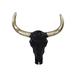 Millwood Pines Southwestern Jet Black Ornate Carved Scroll Longhorn Cow Bull Skull & Gold Horn Hanging Wall Décor in Black/Yellow | Wayfair