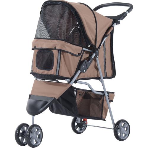 PawHut Hundewagen Hundebuggy Buggy Hunde Katzen mehrfarbig (Kaffeebraun)