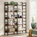 Bookshelf 5-Tier, Open Etagere Bookcase, Double Wide Freestanding Bookshelves for Storage and Display, Rustic Brown