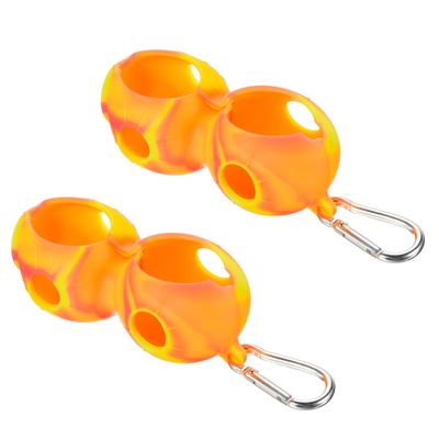 2Pcs Golf Ball Holder Silicone Patterned 2 Balls Carrier with Buckle Yellow