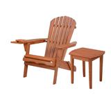 Foldable Adirondack Chair with cup holder with End Table - N/A