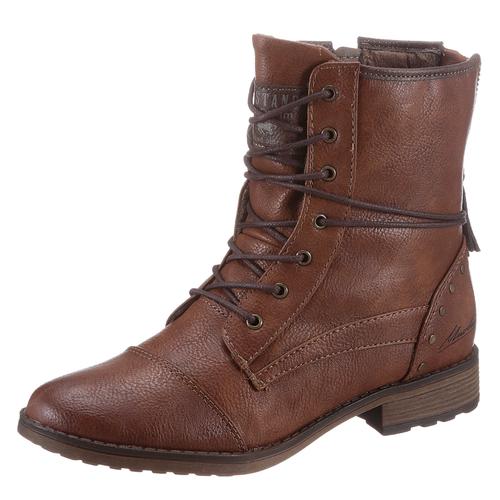 Schnürstiefelette MUSTANG SHOES Gr. 38, braun (cognac, used) Damen Schuhe mit schaftumspielender Schnürung