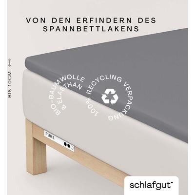 Spannbettlaken SCHLAFGUT "PURE TOPPER in Gr. 90x200, 140x200 oder 180x200 cm, Laken für Topper", grau (grau mid), B:140-