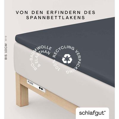 Spannbettlaken SCHLAFGUT "PURE TOPPER in Gr. 90x200, 140x200 oder 180x200 cm, Laken für Topper", grau (grau deep), B:140