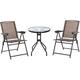 Ensemble de jardin 3 pièces 2 chaises inclinables multi-positions pliables + table ronde verre