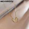 chaine collier acier inoxidable collier femme MEYRROYU – collier avec pendentif papillon en Zircon