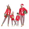 Irevial Herren Irevial Weihnachten Familie Schlafanzug Outfit Nachtwäsche Pajama Set, Herren-rot, L EU
