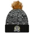 Women's New Era Black/Gray Las Vegas Raiders 2022 Salute To Service Pom Knit Hat